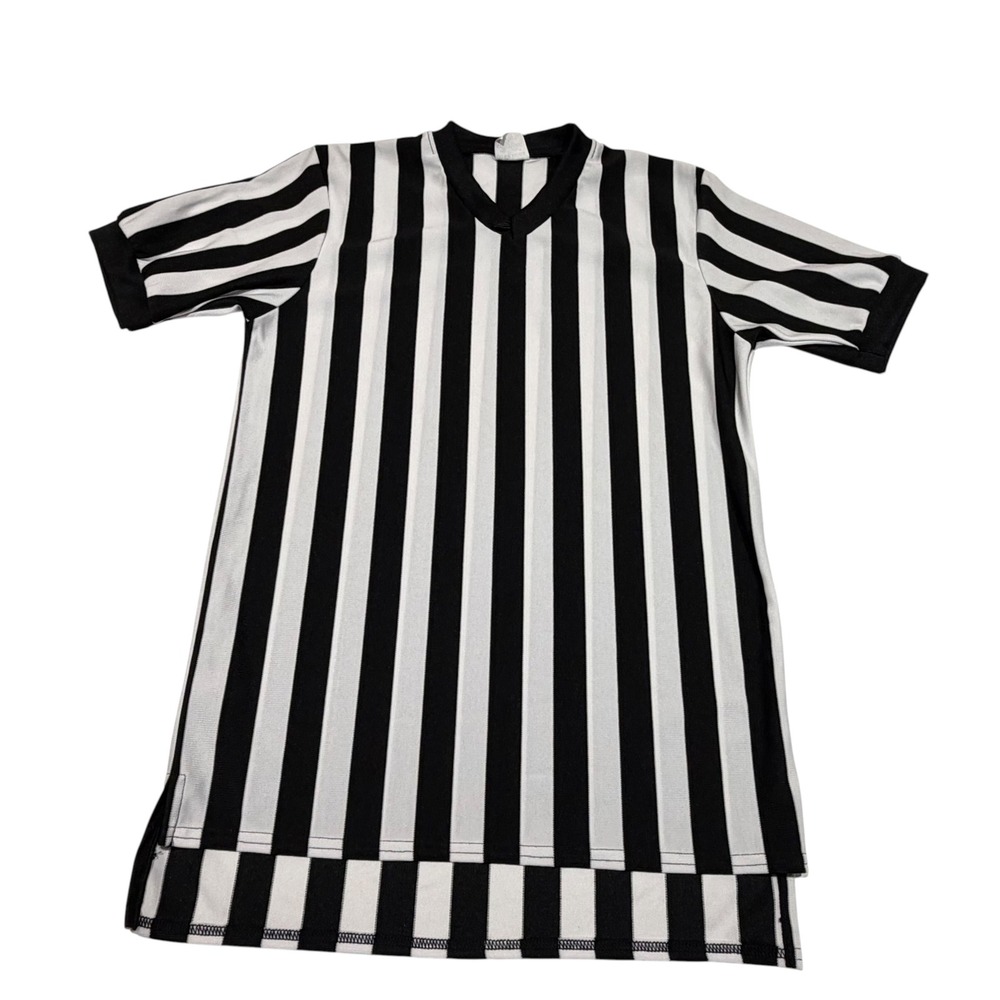McDavid Mens Referee Shirt Small Black White Striped VNeck Official Jersey